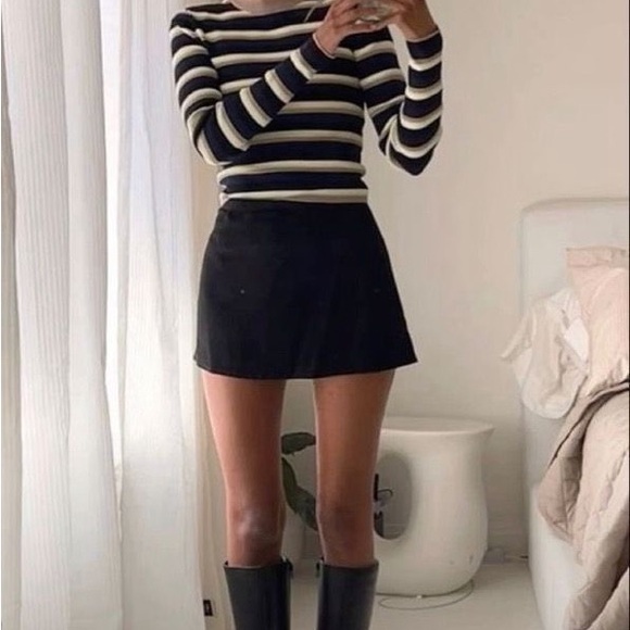French Connection Black and White Skater Mini Skirt - Picture 1 of 5